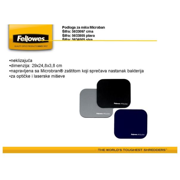FELLOWES Podloga za miša Microban 5933907 crna - C712