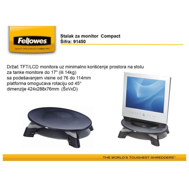 FELLOWES Stalak za monitor Compact Fellowes 91450 crno-srebrni - EP2870025