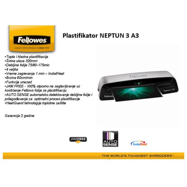 FELLOWES Plastifikator A3 sa 4 valjka Neptun 3 5721501 - A030