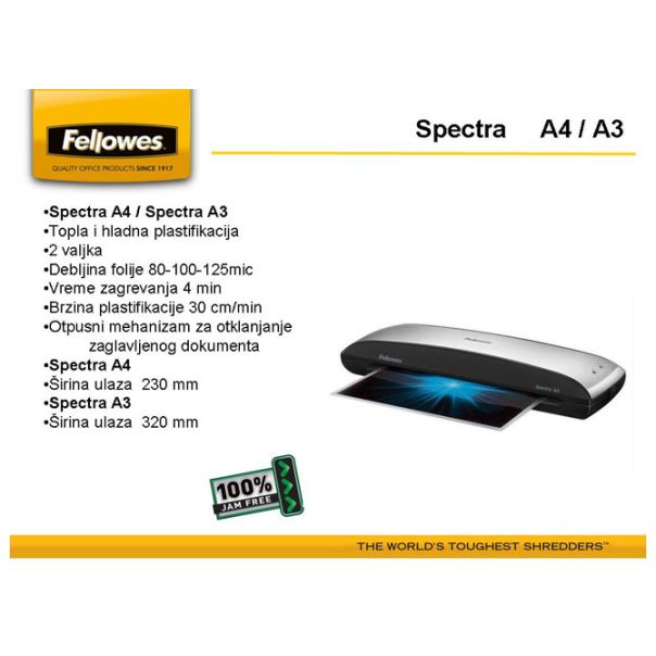 FELLOWES Plastifikator A4 sa 2 valjka Spectra 5737801 - 8536-1
