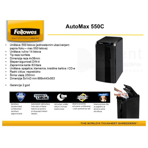 FELLOWES Uništivač dokumentacije AutoMax (konfete) 550C Fellowes 4963101 - 000009341