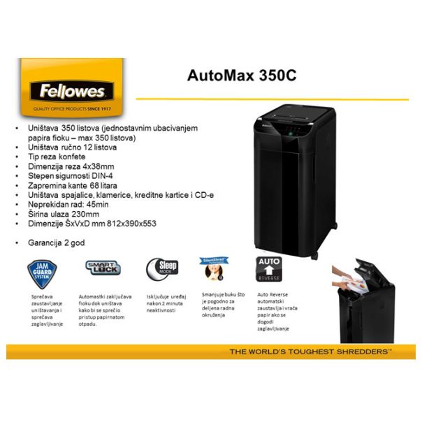 FELLOWES Uništivač dokumentacije AutoMax (konfete) 350C Fellowes 4964101 - 000009342