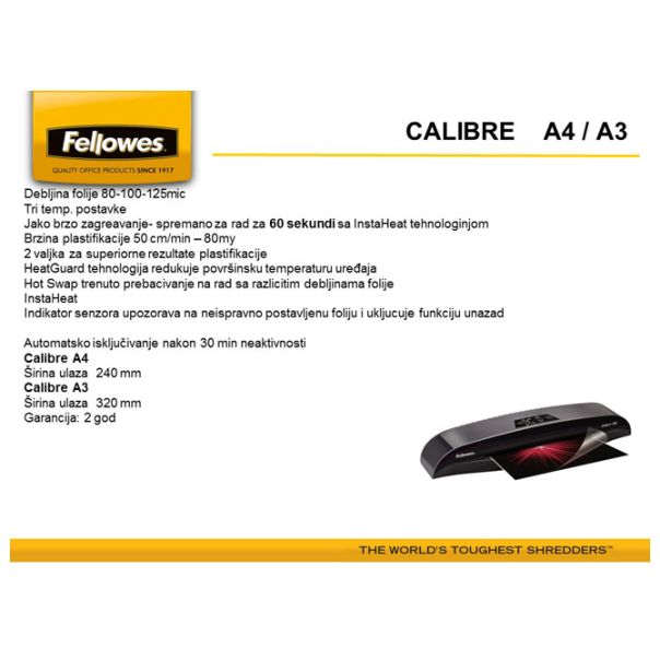 Plastifikator FELLOWES Calibre A3 5740101 - 8643