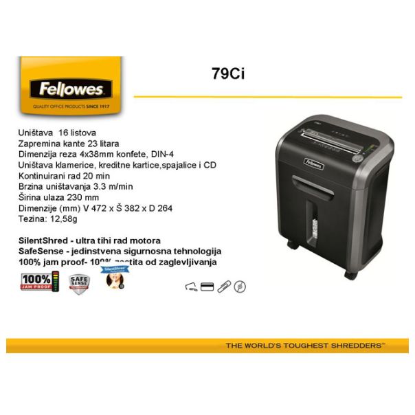 FELLOWES Uništivač dokumentacije (konfete) 79Ci 4679004 - EP2831153