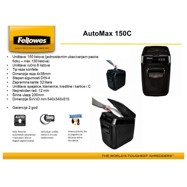 FELLOWES Uništivač dokumentacije AutoMax (konfete) 150C Fellowes 4680102-99 - 000014809