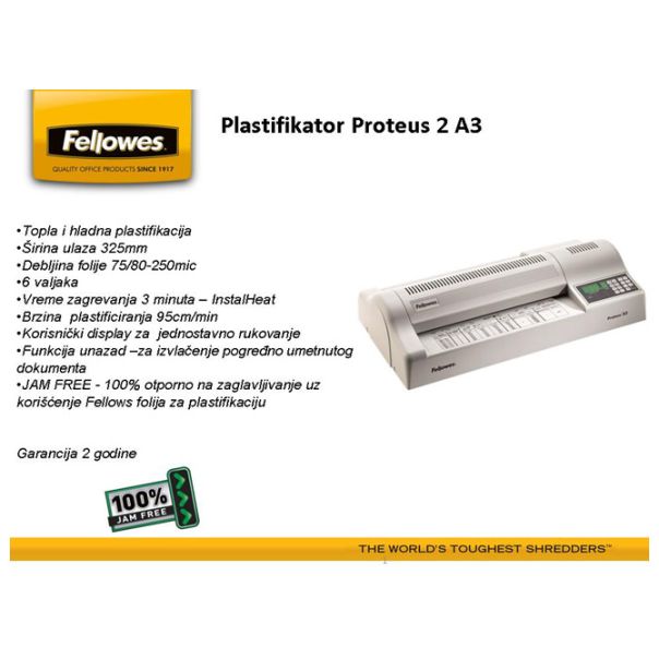FELLOWES Plastifikator A3 (6valjaka) Proteus Fellowes 5709001 - 000015193
