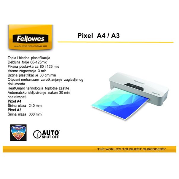 FELLOWES Plastifikator A3 sa 2 valjka Pixel 5601601 - 000015494
