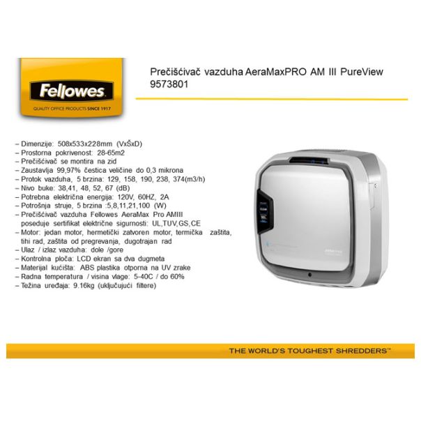 FELLOWES Prečišćivač vazduha (zidni) AeraMaxPRO AM 3 PureView 9573801 - EP3131371