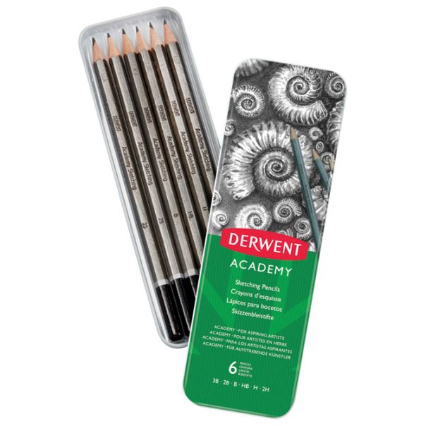 DERWENT Olovka grafitna 2H-3B u metalnoj kutiji  Academy pk6 Derwent 2301945 blister - 000017145