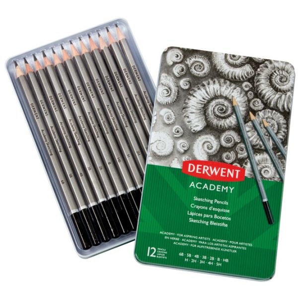 DERWENT Olovka grafitna 5H-6B u metalnoj kutiji  Academy pk12 Derwent 2301946 blister - 000017146