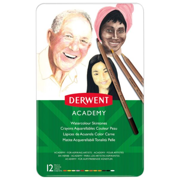 DERWENT Boje drvene Aquarelle 12 boja u metalnoj kutiji (za portrete) Academy Derwent 2300386 - 000017147