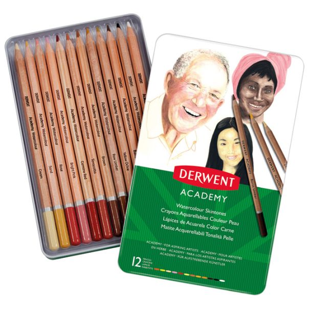 DERWENT Boje drvene Aquarelle 12 boja u metalnoj kutiji (za portrete) Academy Derwent 2300386 - 000017147