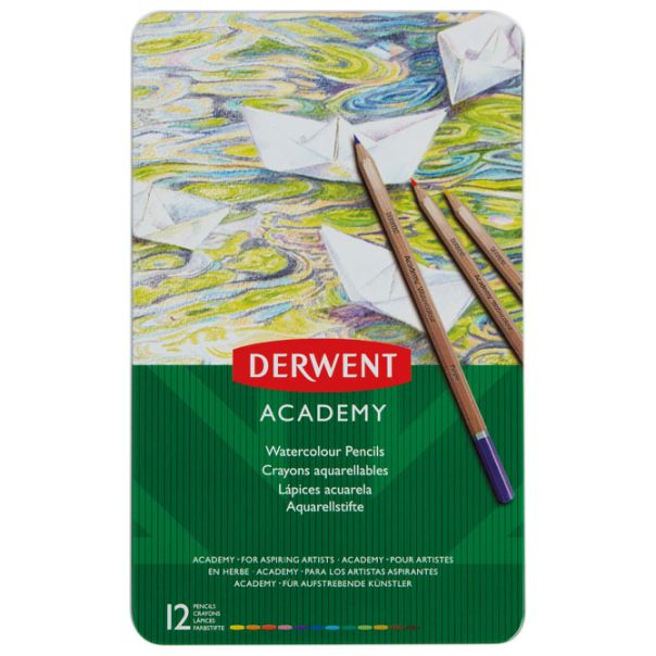 DERWENT Boje drvene Aquarelle 12 boja u metalnoj kutiji Academy Derwent 2301941 - 000017148