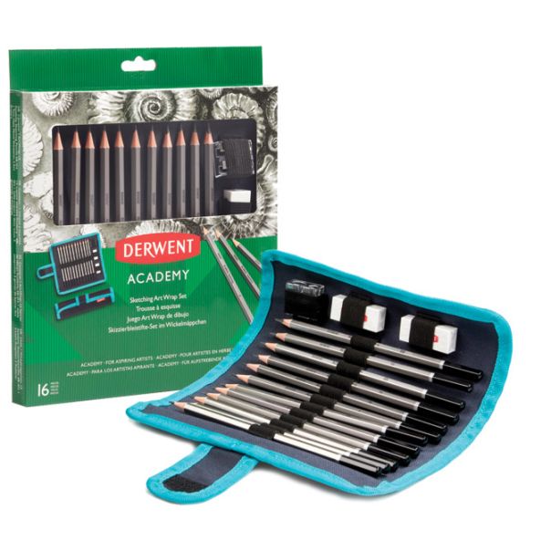 DERWENT Set u platnenoj pernici Olovka grafitna 5H-6B+pribor Academy Derwent 2305682 blister - 000017157