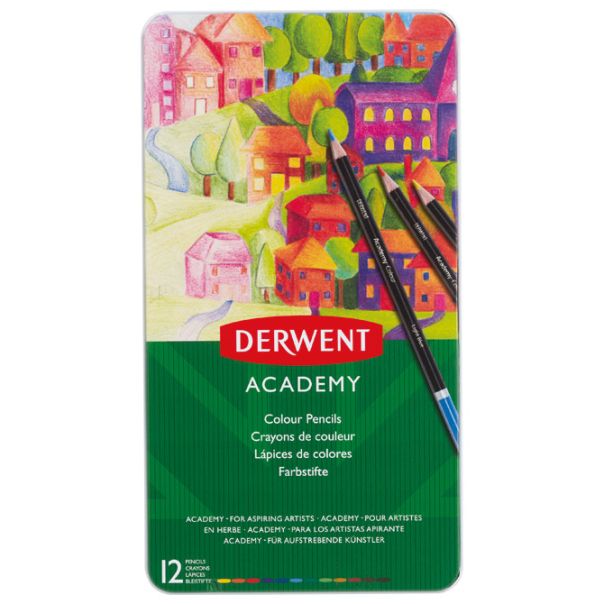 DERWENT Boje drvene 12 boja u metalnoj kutiji Academy Derwent 2301937 - 000017158