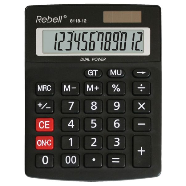 REBELL Kalkulator komercijalni 12mesta RE-8118-12 BX crni - EP2981079