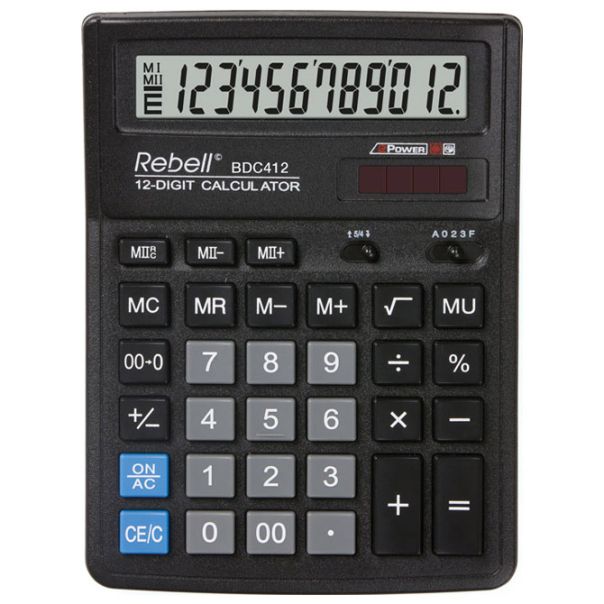 REBELL Kalkulator komercijalni 12mesta RE-BDC412 BX crni - EP2981088