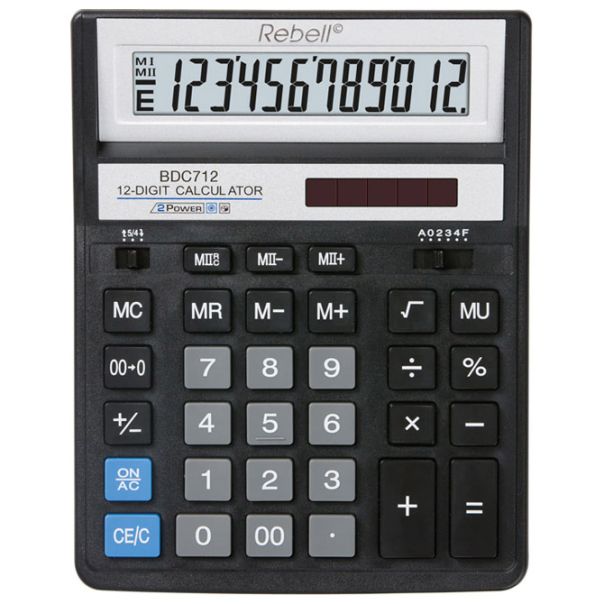 REBELL Kalkulator komercijalni 12mesta RE-BDC712BK BX crni - EP2981097