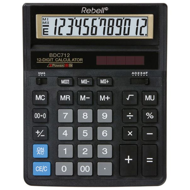 REBELL Kalkulator komercijalni 12mesta RE-BDC712GL BX crni - EP2981100