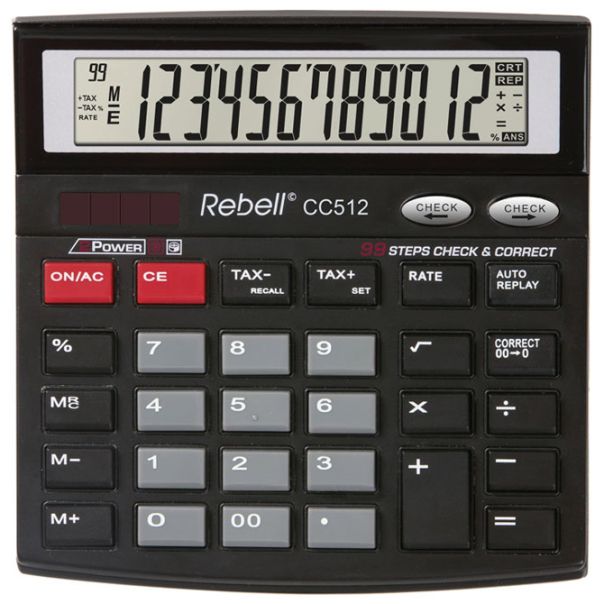 REBELL Kalkulator komercijalni 12mesta RE-CC512 BX crni - EP2981103