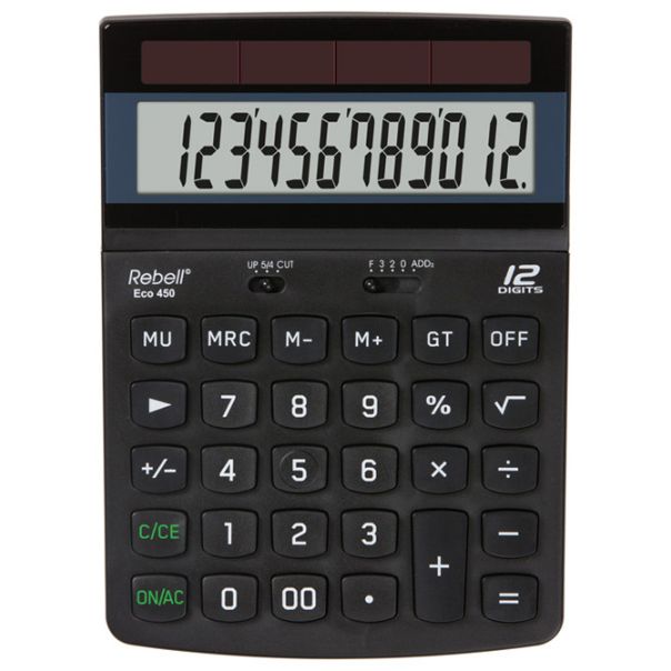 REBELL Kalkulator komercijalni 12mesta RE-ECO450 BX crni - EP2981109