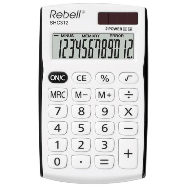REBELL Kalkulator džepni 12mesta RE-SHC312BK BX belo crni - EP2981157