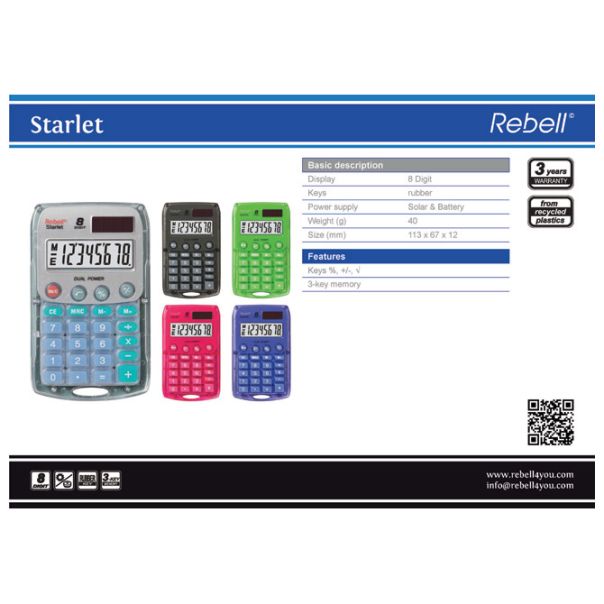 REBELL Kalkulator džepni  8mesta RE-STARLET BX sivi - EP2981160
