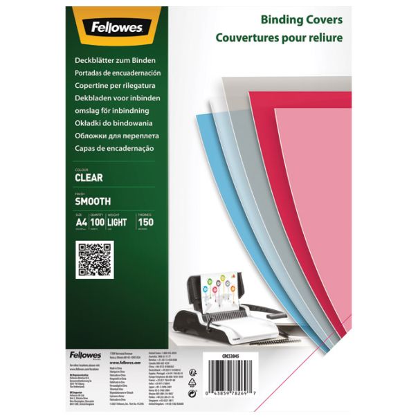 FELLOWES Korice za spiralno koričenje PET 150my pvc A4 pk100 Fellowes 5384501 providne - 000019328