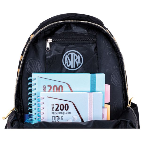 ASTRABAG Ranac đački anatomski 3zipa AB330 Golden Teddy 502024089 crno-zlatni - EP3021809