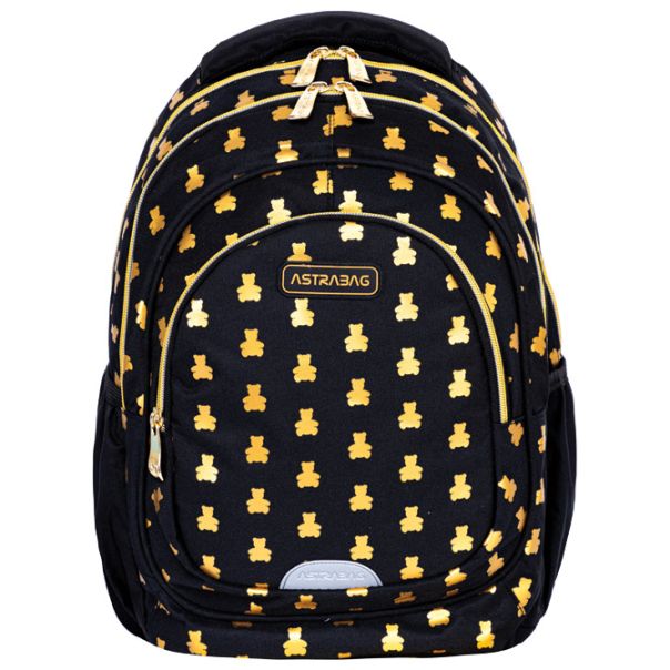 ASTRABAG Ranac đački anatomski 3zipa AB330 Golden Teddy 502024089 crno-zlatni - EP3021809