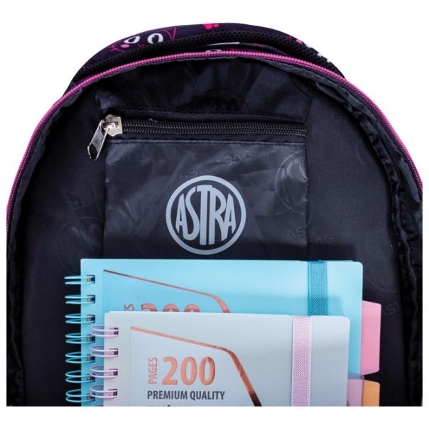 ASTRABAG Ranac đački anatomski 3zipa AB330 Cat's Eyes 502024051 crno-roze - EP3021812