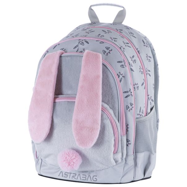 ASTRABAG Ranac đački anatomski 3zipa 1džep AB340 Honeybunny 502023076 sivo-roze - EP3021815