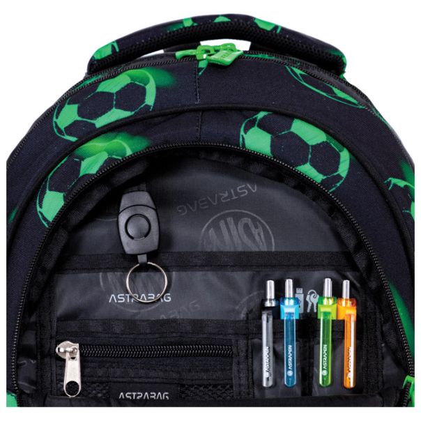 ASTRABAG Ranac đački anatomski 3zipa AB330 Neo Football 24./25.502024101 crno-zeleni - EP3021827