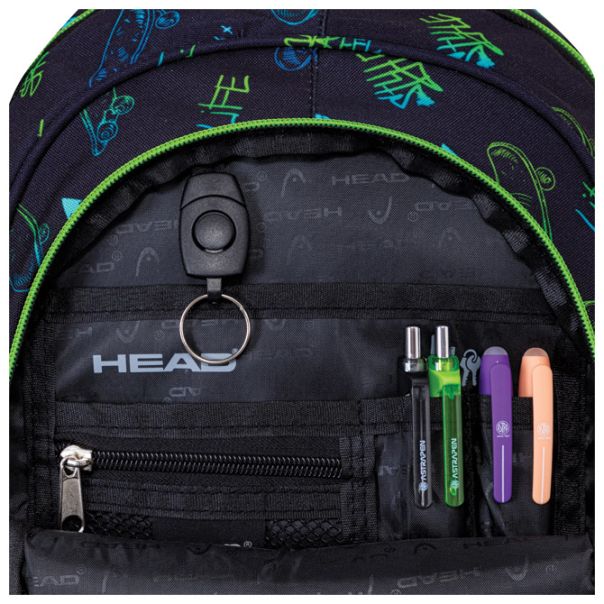 HEAD Ranac đački anatomski 3zipa AB330 Skate Lifestyle 24.502024037 crno-zeleni - EP2981238