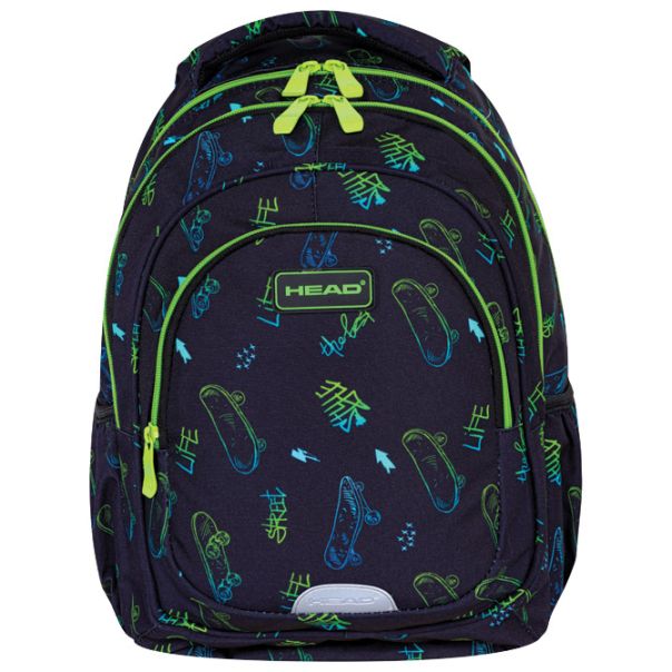 HEAD Ranac đački anatomski 3zipa AB330 Skate Lifestyle 24.502024037 crno-zeleni - EP2981238