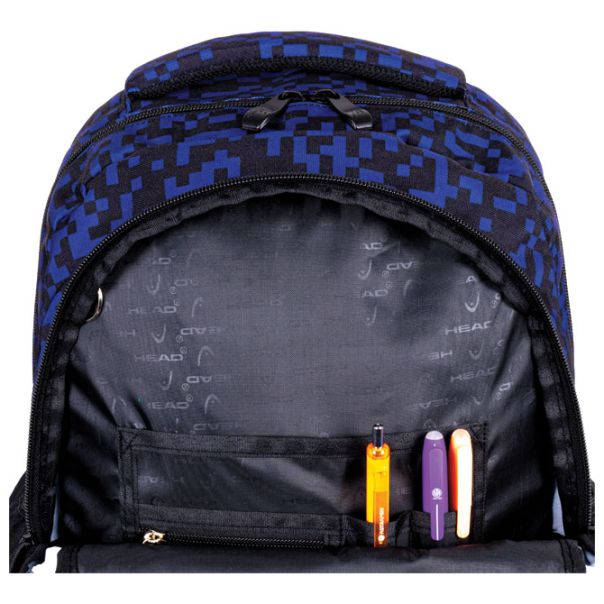 HEAD Ranac đački anatomski 3zipa 1džep AB200 Blue Bricks 25.502025049 crno-plavi - EP2981283