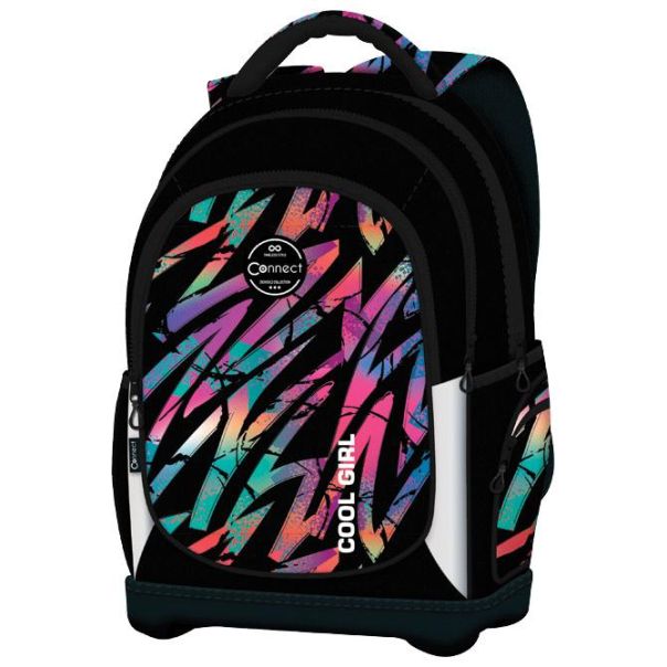 CONNECT Ranac đački anatomski lagan Cool Girl 40232 crno-šareni - 000021341