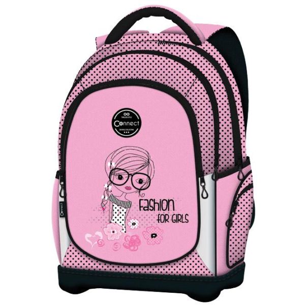 CONNECT Ranac đački anatomski lagan Fashion for girls 40233 roze-crni - 000021342