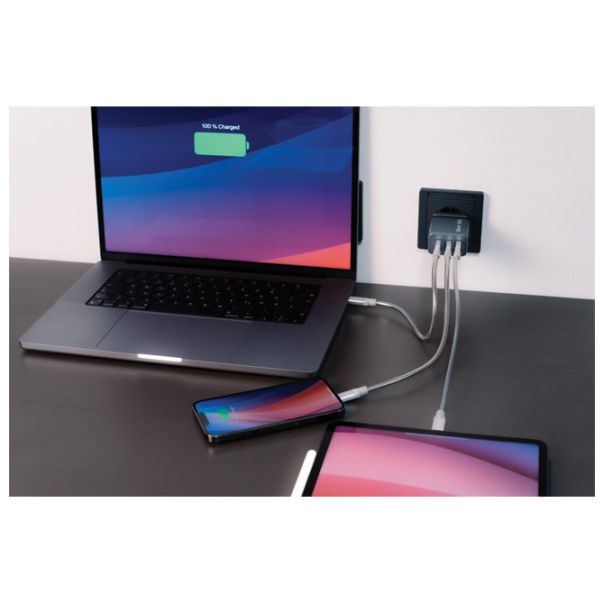 VERBATIM Punjač USB 3u1  65W GaN 32201 crni blister - EP3012849