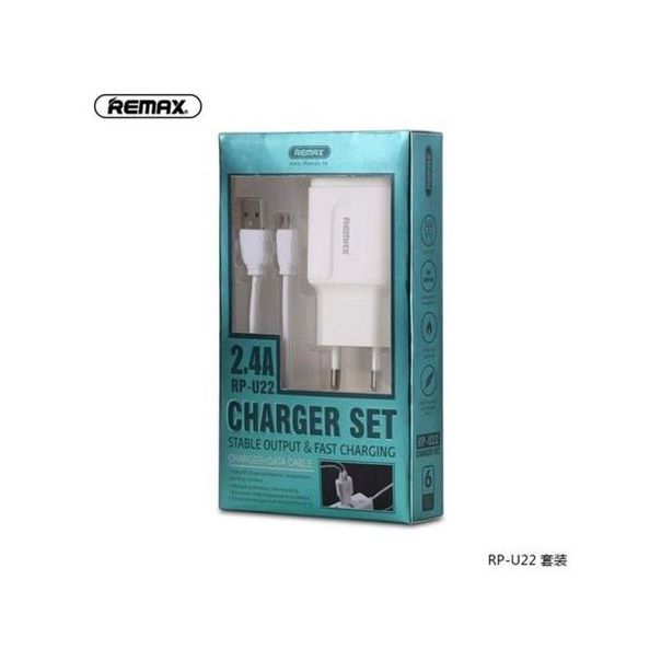 REMAX Strujni FAST punjac 2,4A 2x USB+ TIP C kabl 1m beli - GPS00866