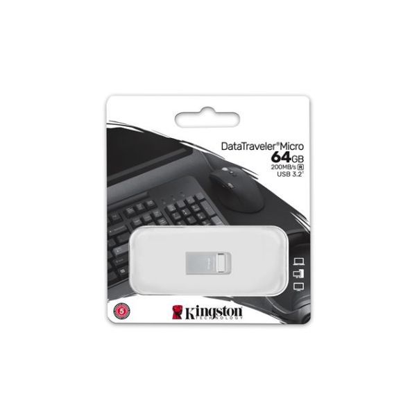 KINGSTON USB flash memorija DTMC3G2 64GB DataTraveler Micro 3.2, srebrna - DTMC3G2-64GB