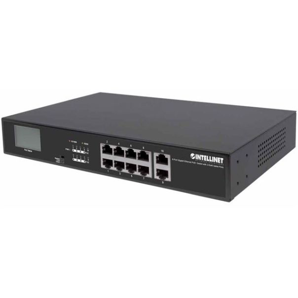 INTELLINET 8-Port Gb Eth PoE+ Switch, 2xRJ45 + 20 kom Kabl - 0001284732