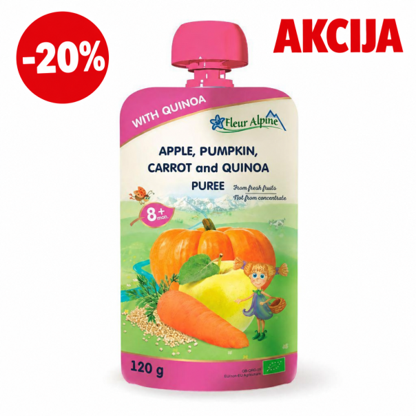 Fleur Alpine organski pire sa jabukom, šargarepom, bundevom i kinoom 8+, 120 g - EP3268157