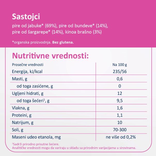 Fleur Alpine organski pire sa jabukom, šargarepom, bundevom i kinoom 8+, 120 g - EP3268157
