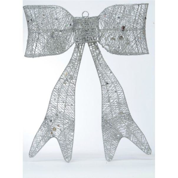 ENA Novogodišnja dekorativna mašna 60x57cm, srebrna - 18303-1