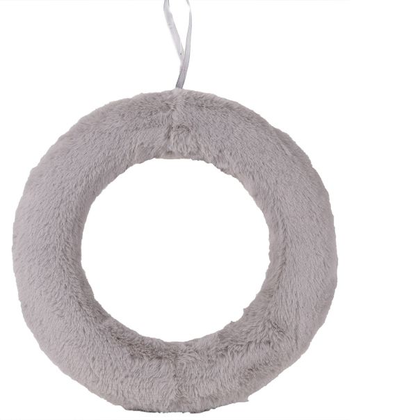 ENA Novogodišnji plišani venac 25cm, siva - 22602-1