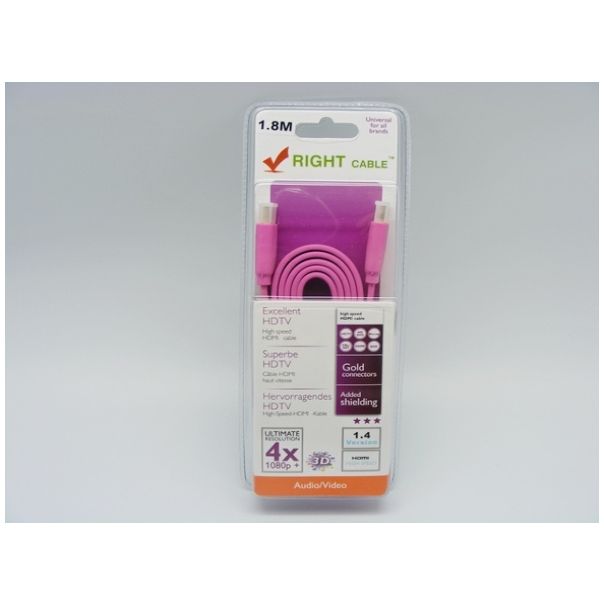 Kabel HDMI na HDMI flat 1,8m pink - EP2447780