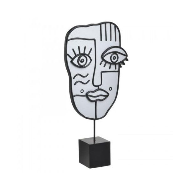 ENA Figura dekorativna maska lice bela 20x7x41 cm - 26254-1