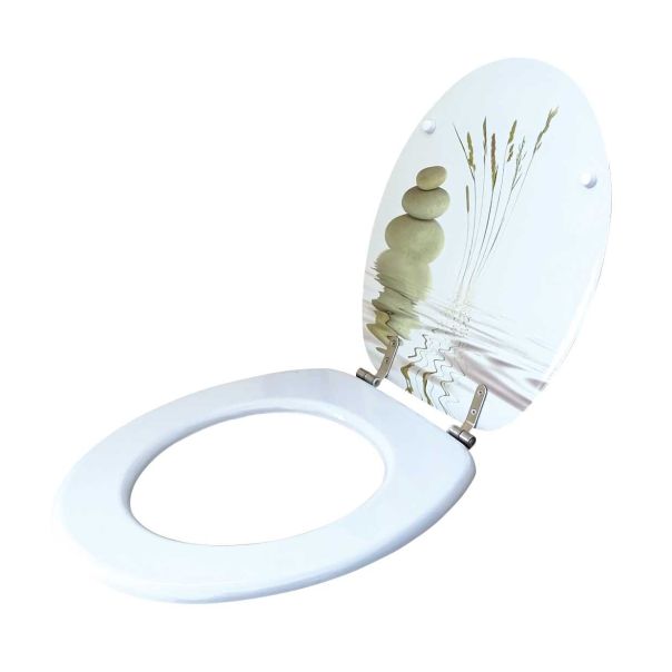 LAGUNA WC daska, lakirani medijapan, dezen POND, Inox šar - DKSK656