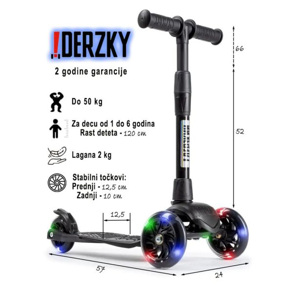 DERZKY Trotinet Baby 1-5 godina crna - 003-0-19-19-I